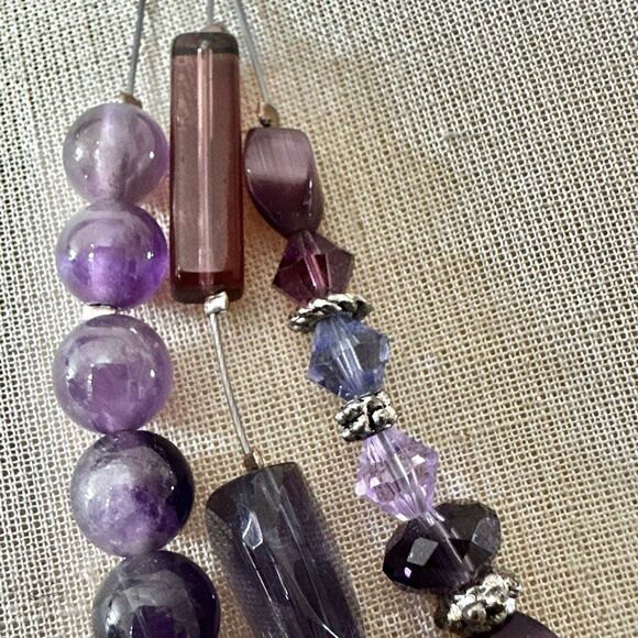Artisan Amethyst & Crystal Three-Strand Necklace - Picture 4 of 9
